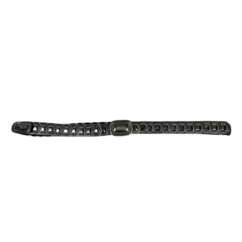Womens Plated Metal Base Stretch Polyester Belt Silver Buckle ML